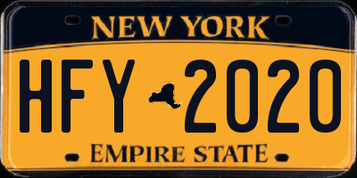 NY license plate HFY2020