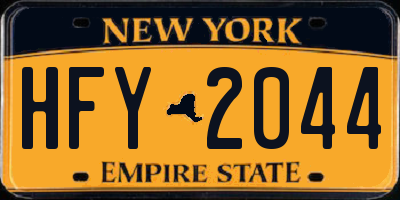 NY license plate HFY2044