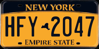 NY license plate HFY2047