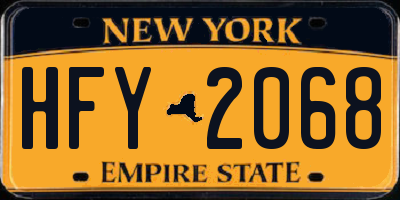 NY license plate HFY2068