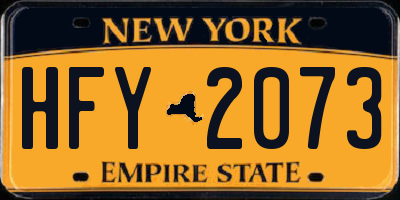 NY license plate HFY2073