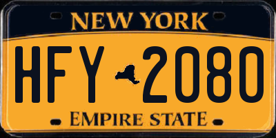 NY license plate HFY2080