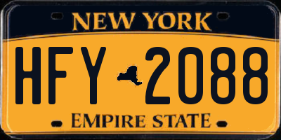 NY license plate HFY2088