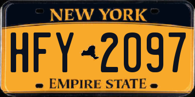 NY license plate HFY2097