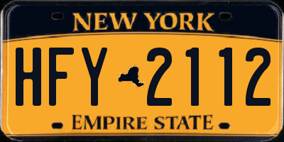 NY license plate HFY2112