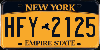 NY license plate HFY2125