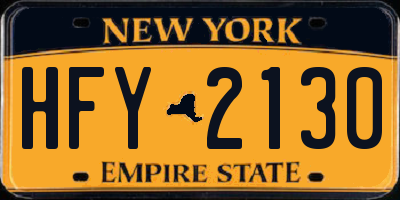 NY license plate HFY2130
