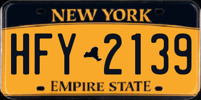 NY license plate HFY2139