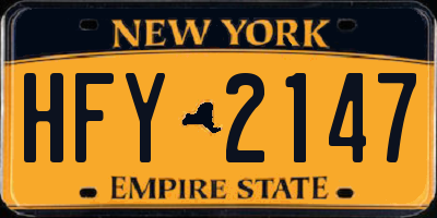 NY license plate HFY2147