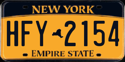 NY license plate HFY2154