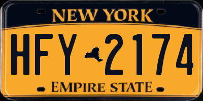 NY license plate HFY2174