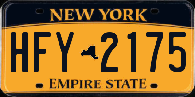 NY license plate HFY2175