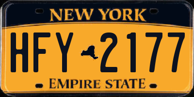 NY license plate HFY2177