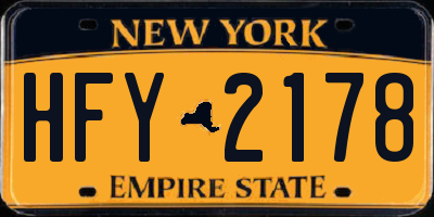 NY license plate HFY2178