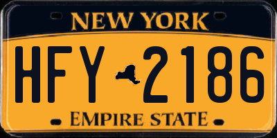 NY license plate HFY2186