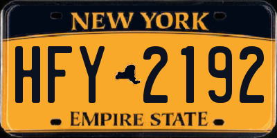 NY license plate HFY2192
