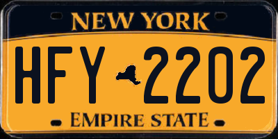 NY license plate HFY2202