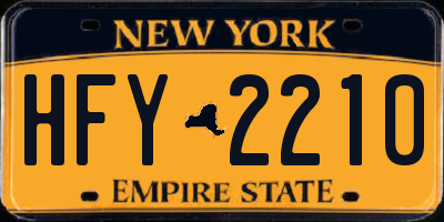 NY license plate HFY2210