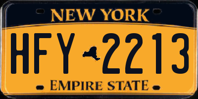 NY license plate HFY2213