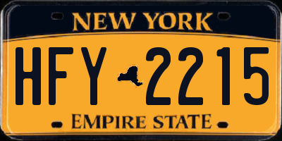 NY license plate HFY2215