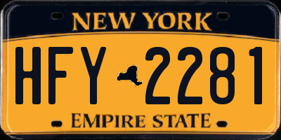 NY license plate HFY2281
