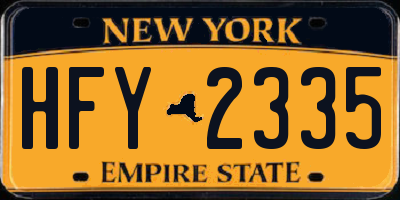 NY license plate HFY2335