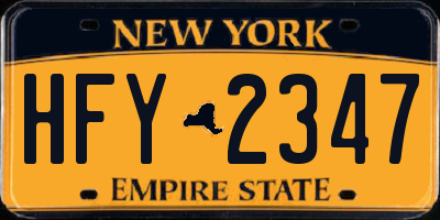 NY license plate HFY2347