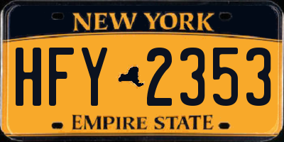 NY license plate HFY2353