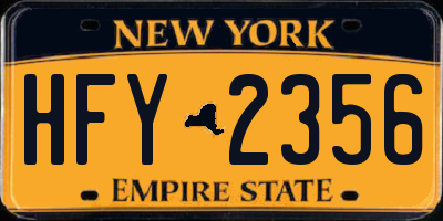 NY license plate HFY2356