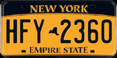 NY license plate HFY2360