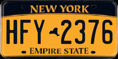 NY license plate HFY2376