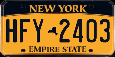 NY license plate HFY2403