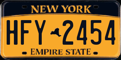 NY license plate HFY2454