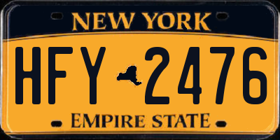 NY license plate HFY2476