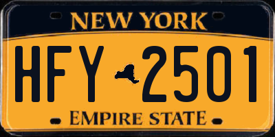 NY license plate HFY2501