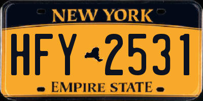 NY license plate HFY2531