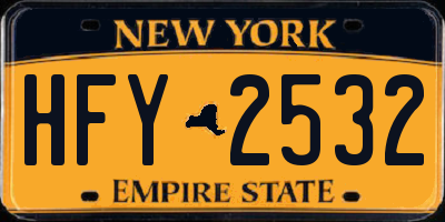 NY license plate HFY2532