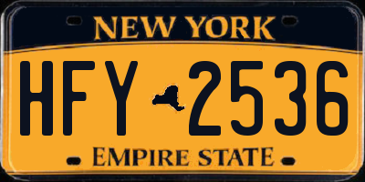 NY license plate HFY2536