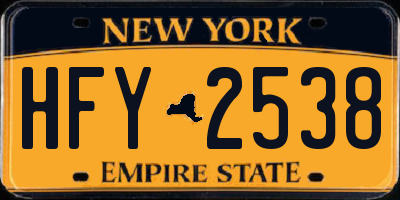 NY license plate HFY2538