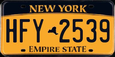 NY license plate HFY2539