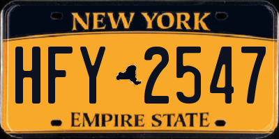 NY license plate HFY2547