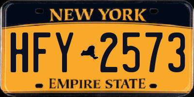 NY license plate HFY2573