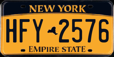 NY license plate HFY2576