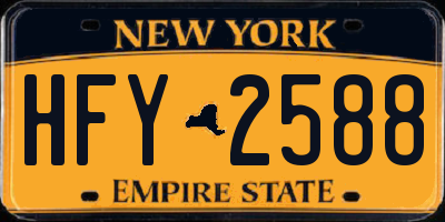 NY license plate HFY2588