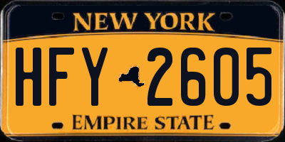 NY license plate HFY2605