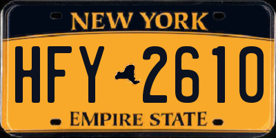 NY license plate HFY2610