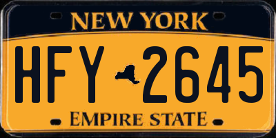 NY license plate HFY2645