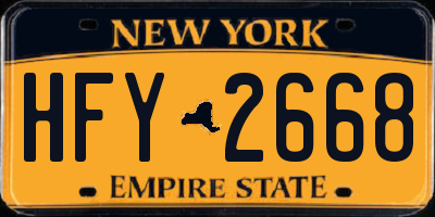 NY license plate HFY2668