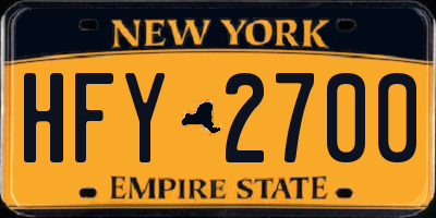 NY license plate HFY2700
