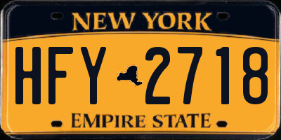 NY license plate HFY2718